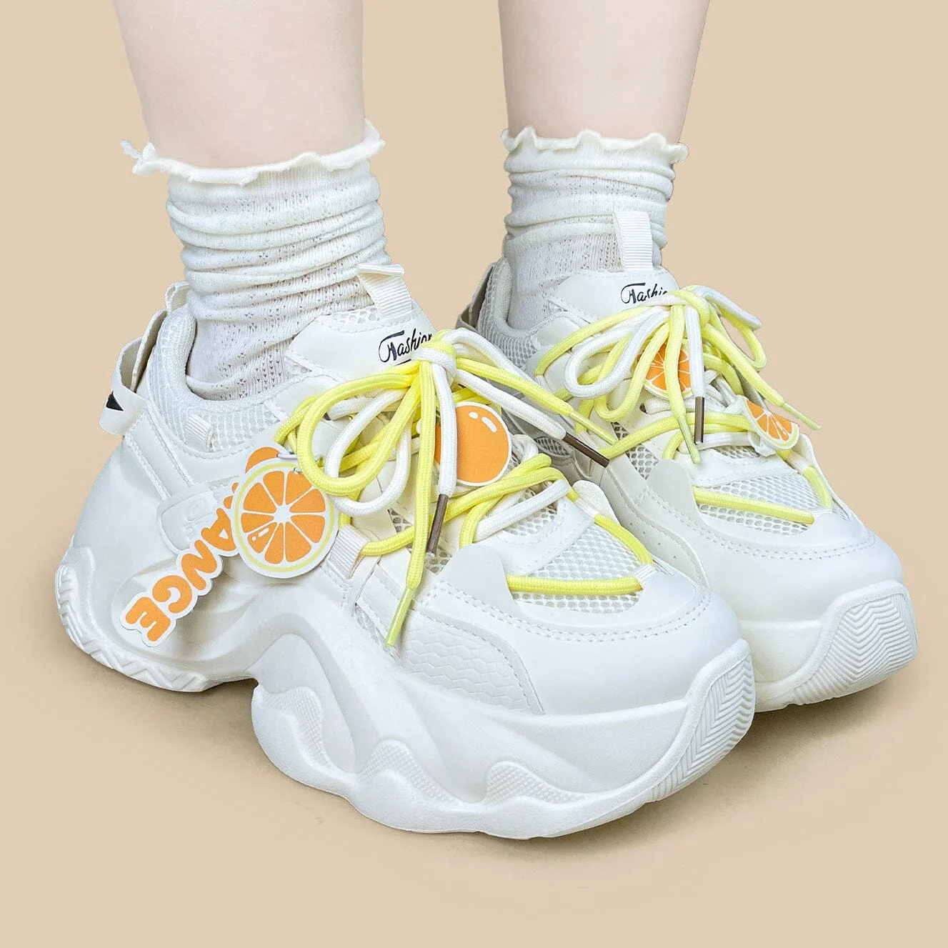 Sweet Escape Orange Cloud Chunky Sneakers - Unisex - Image 7