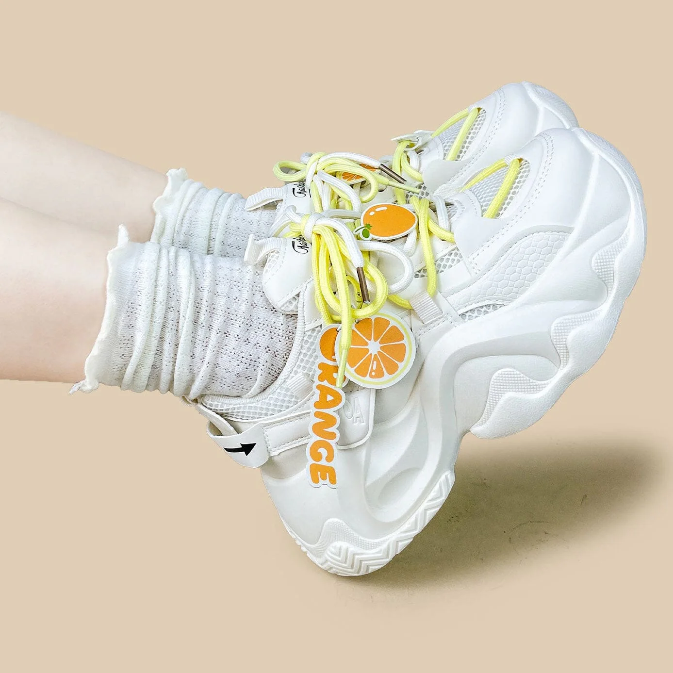 Sweet Escape Orange Cloud Chunky Sneakers - Unisex - Image 9